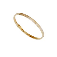 2.5 Carat Baguette Diamond 18k Yellow Gold Bangle.
