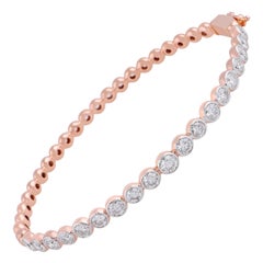 2.5 Carat Bezel Set SI/H Diamond Bangle Bracelet 14 Karat Rose Gold