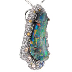 25 Carat Black Australian Opal "Lightening Ridge'' 4.71 Carat Designer Necklace
