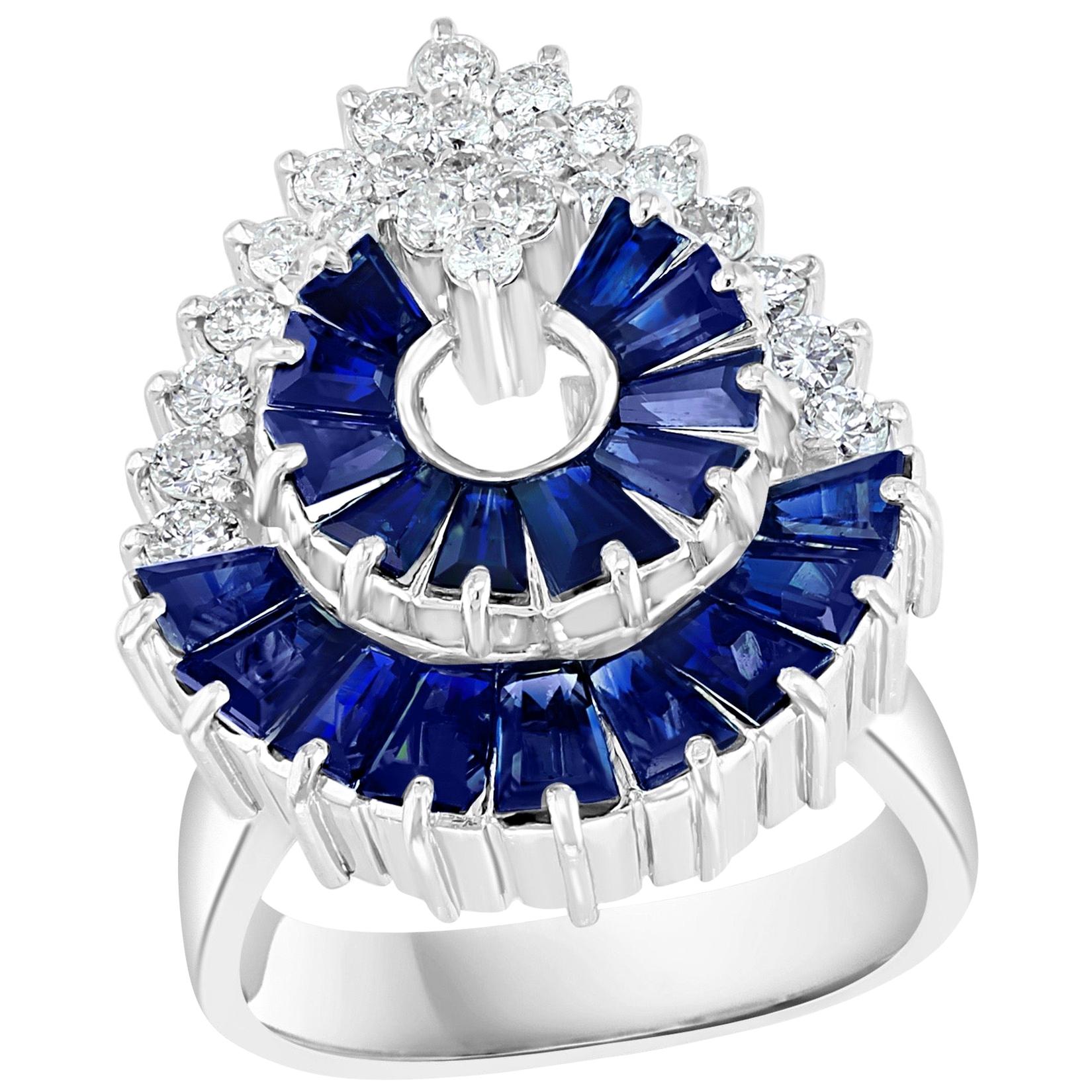 Blue Topaz Sapphire Diamond Ring Estate 18 Karat Gold Alternative ...
