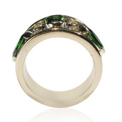 18kt Yellow Gold 2.5 Ct Chrome Diopside Tourmaline Diamond Band Ring US Size 8