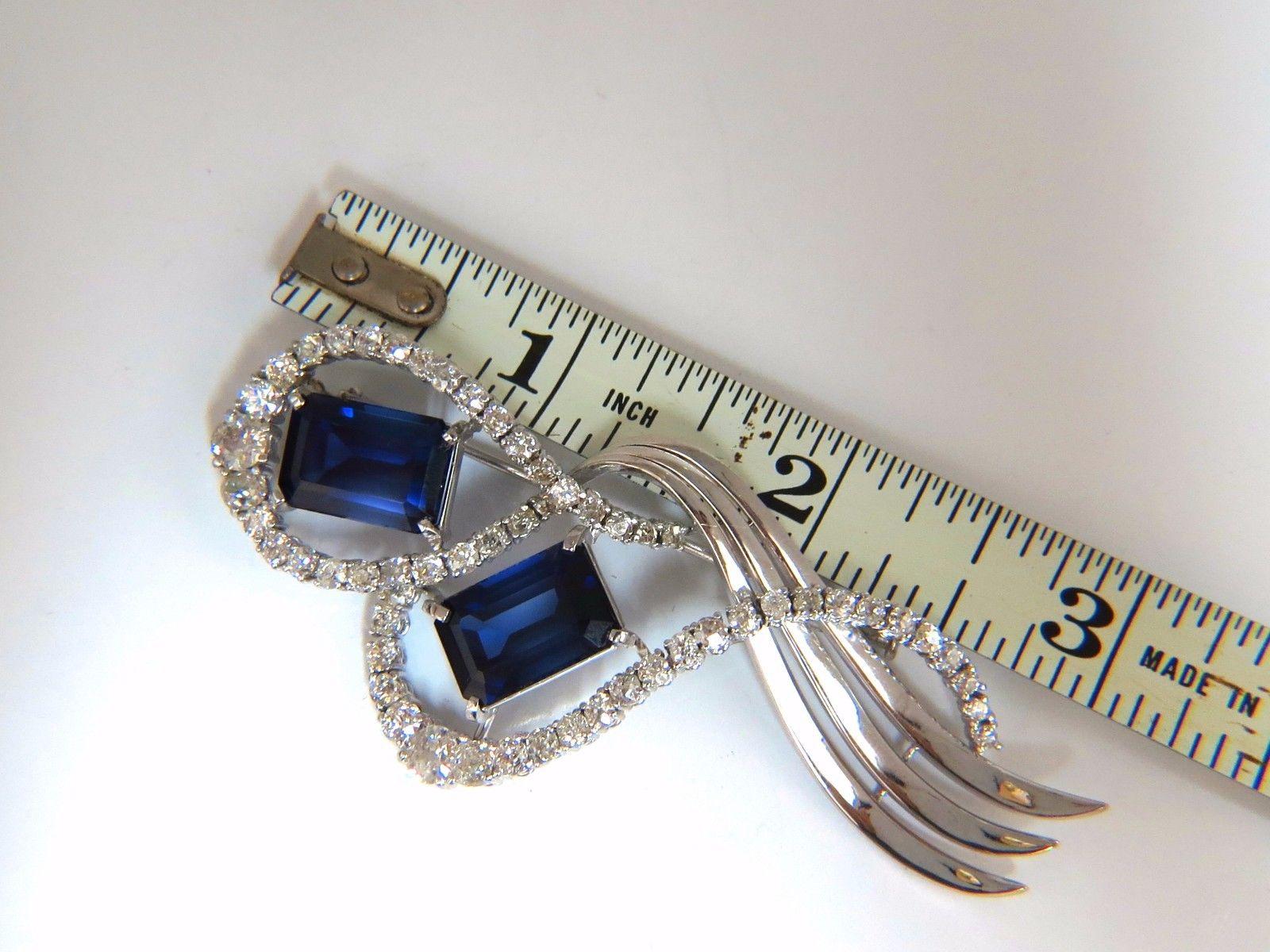 Emerald Cut 25 Carat Cobalt Blue Lab Sapphire Diamonds Brooch Pin Platinum