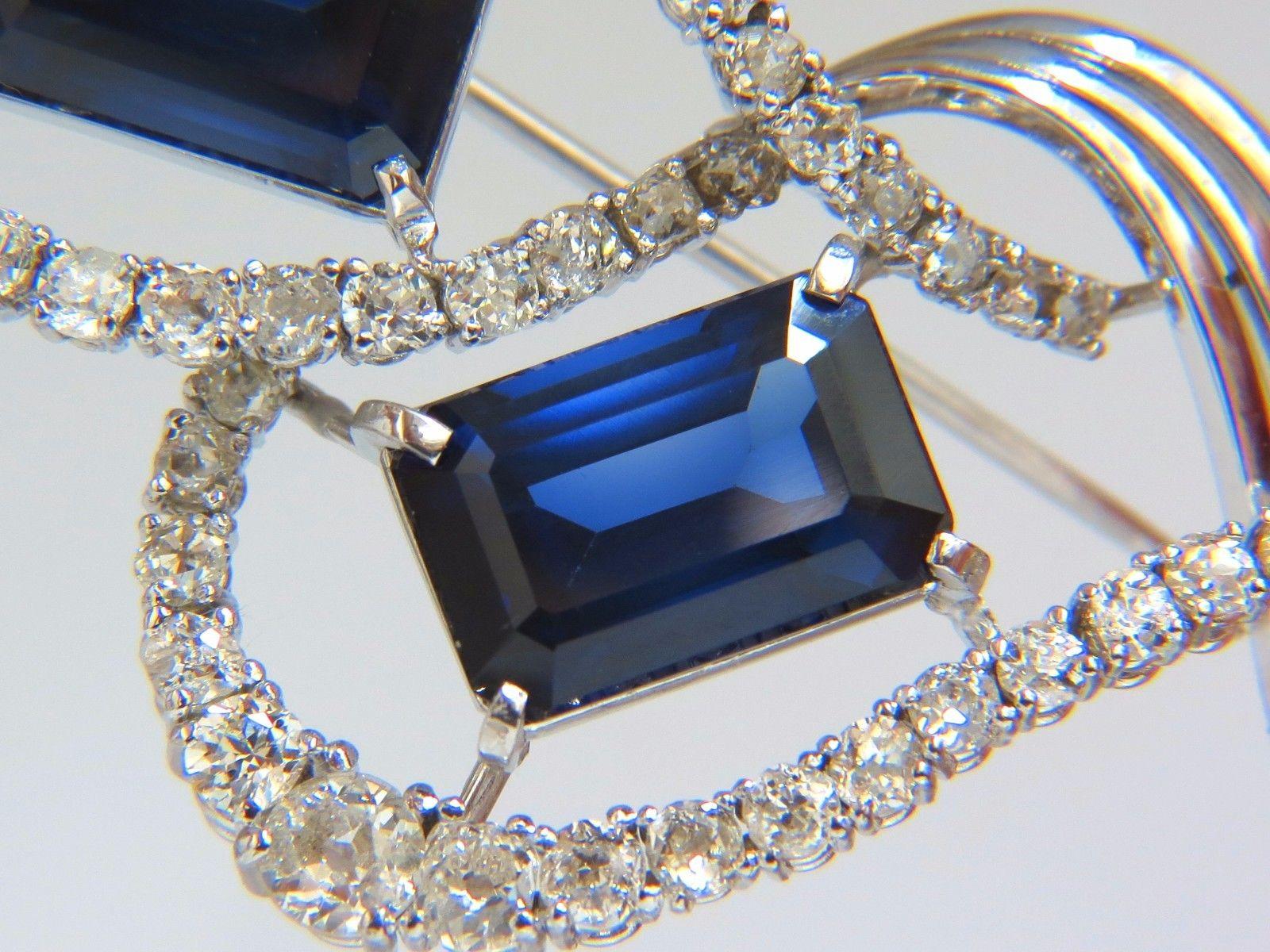 Women's or Men's 25 Carat Cobalt Blue Lab Sapphire Diamonds Brooch Pin Platinum