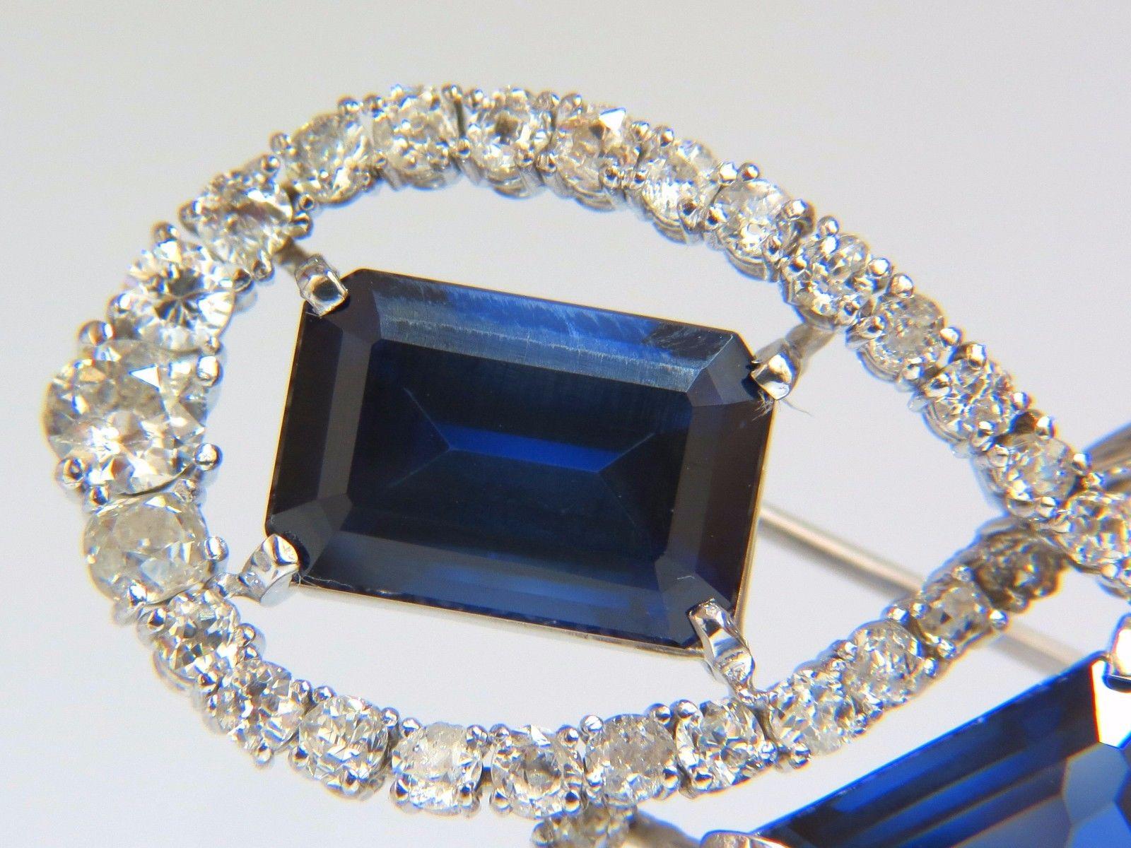 25 Carat Cobalt Blue Lab Sapphire Diamonds Brooch Pin Platinum 1