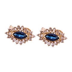 .25 Carat Diamond and 1 Carat Sapphire Earrings