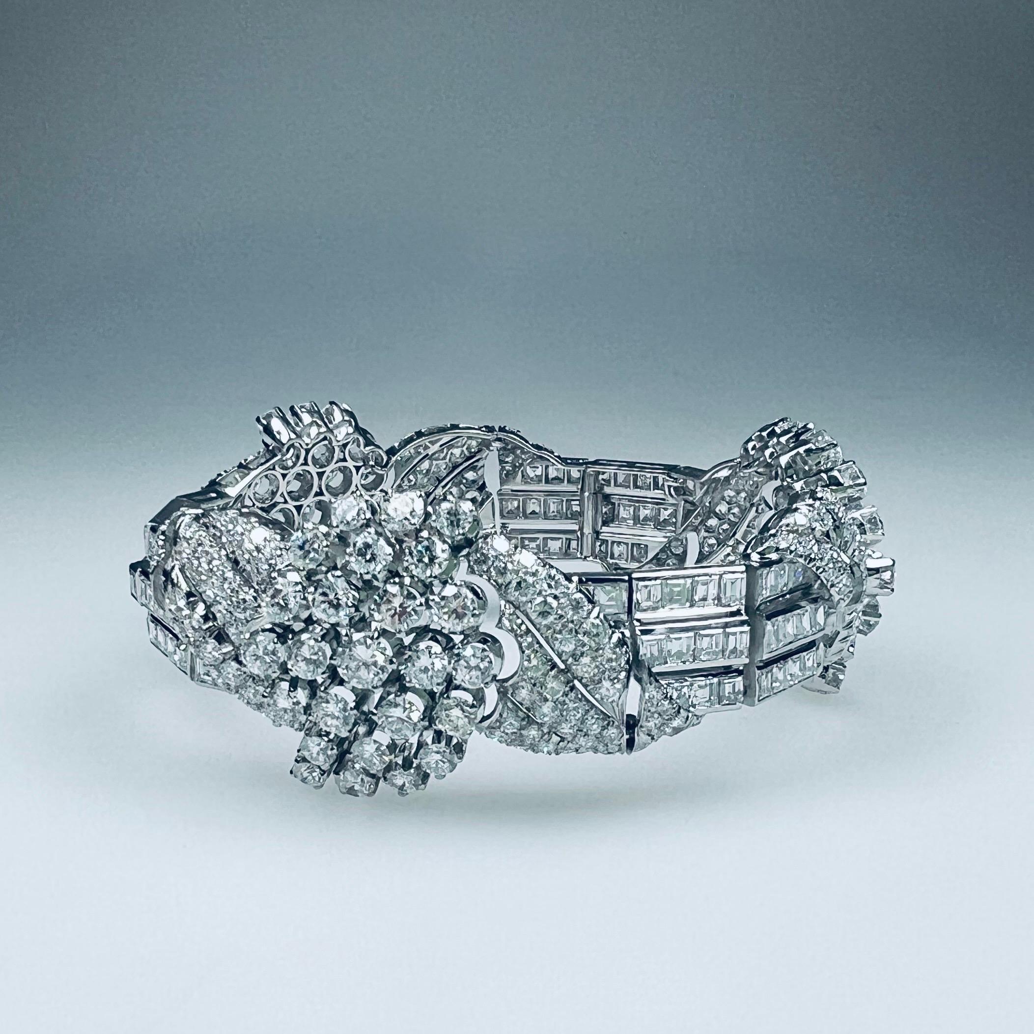 25 Carat Diamond and Platinum Cocktail Bracelet, circa 1950s 1