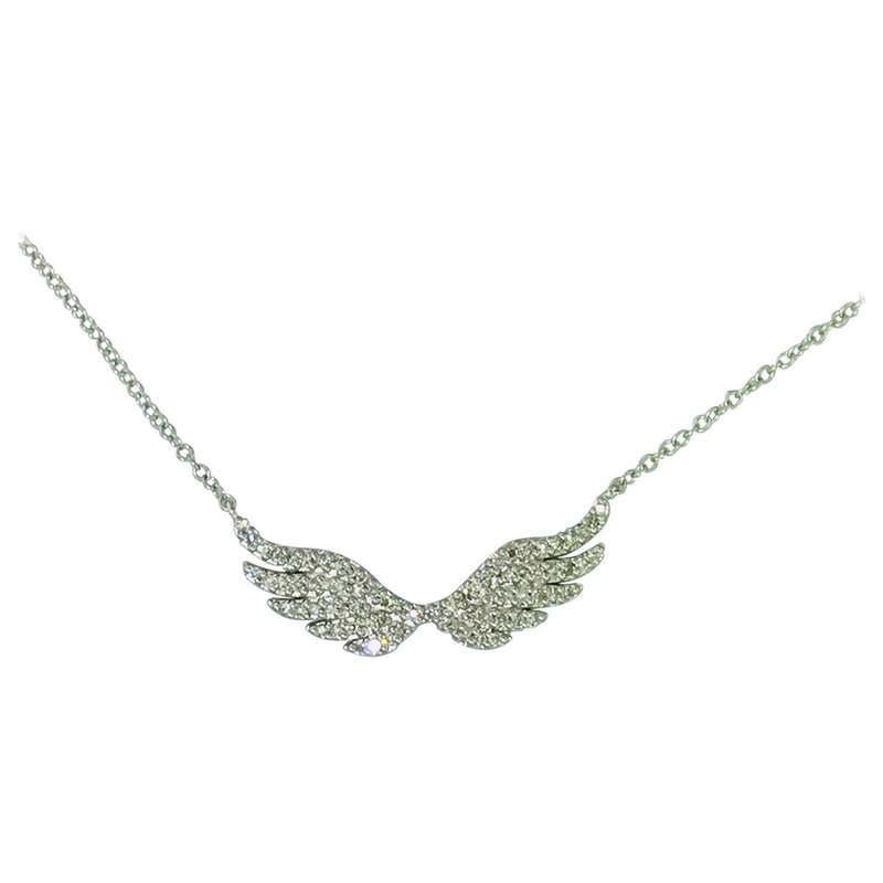 .25 Carat Diamond Angel Wings Necklace in 14 Karat White Gold, Gold ...