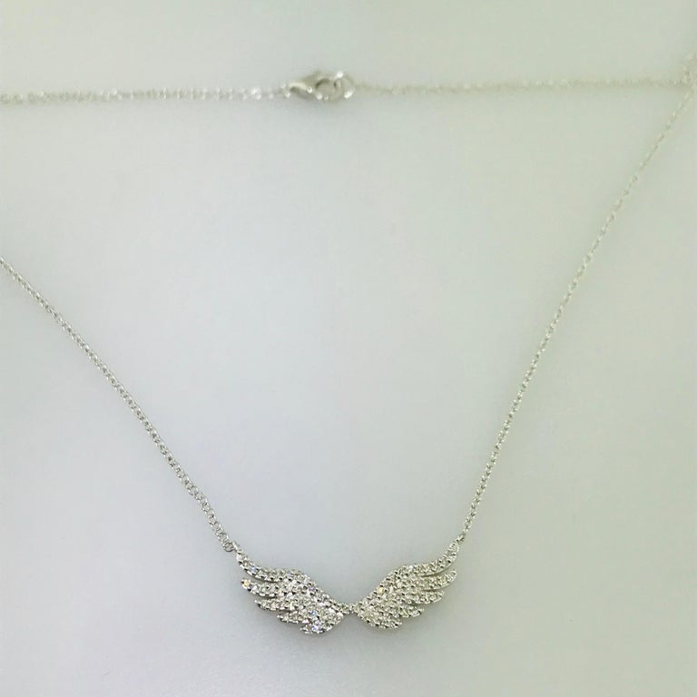 25 Carat Diamond Angel Wings Necklace in 14 Karat White Gold, Gold Chain at  1stDibs | tiffany angel wings necklace, angel wings diamond necklace, angel  wings chain necklace