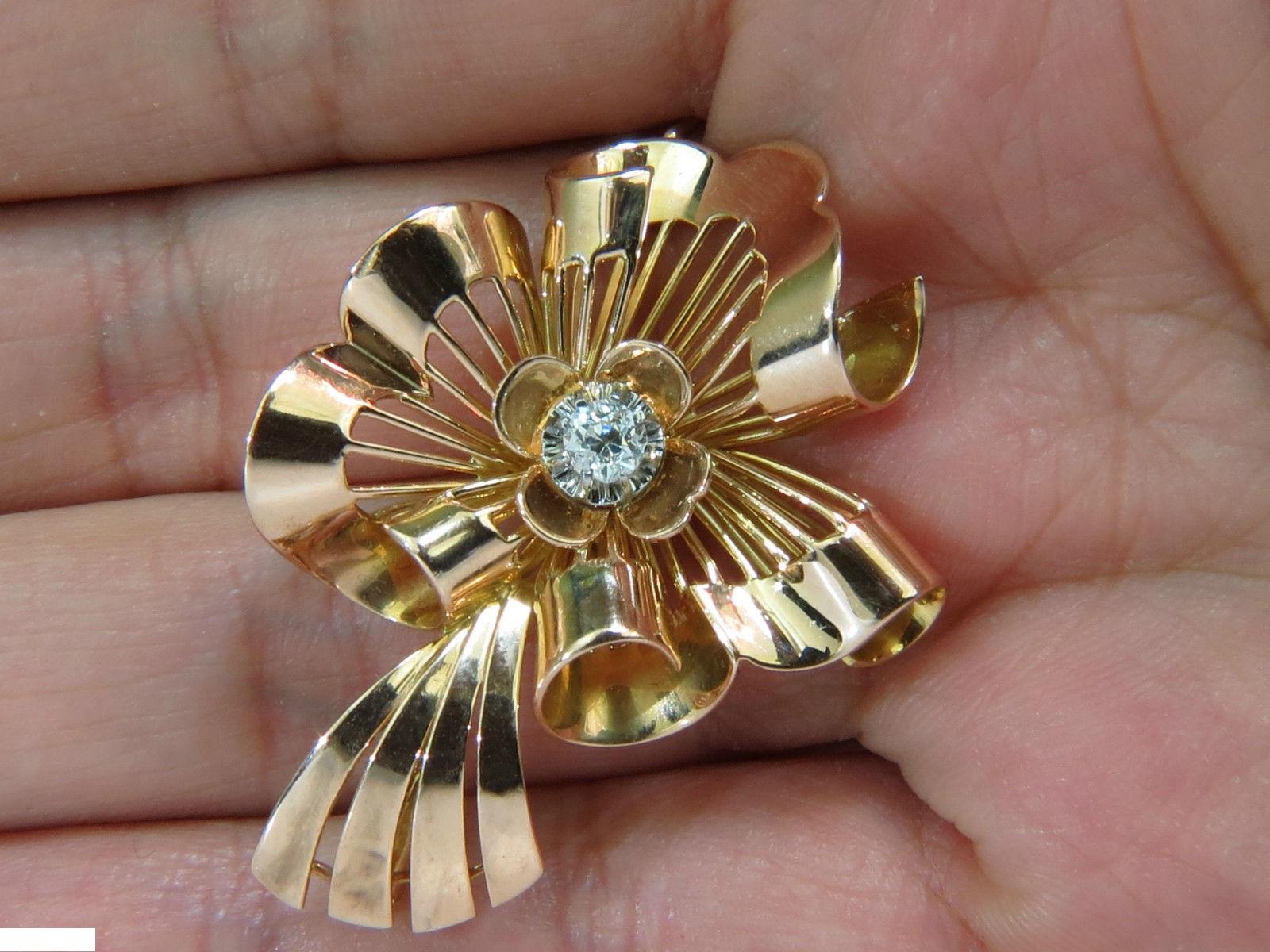 .25 Carat Diamond Brooch Pin Retro 18 Karat 1