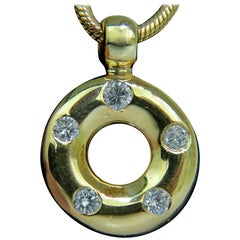 .25 Carat Diamond Circle Pendant and Necklace 14 Karat