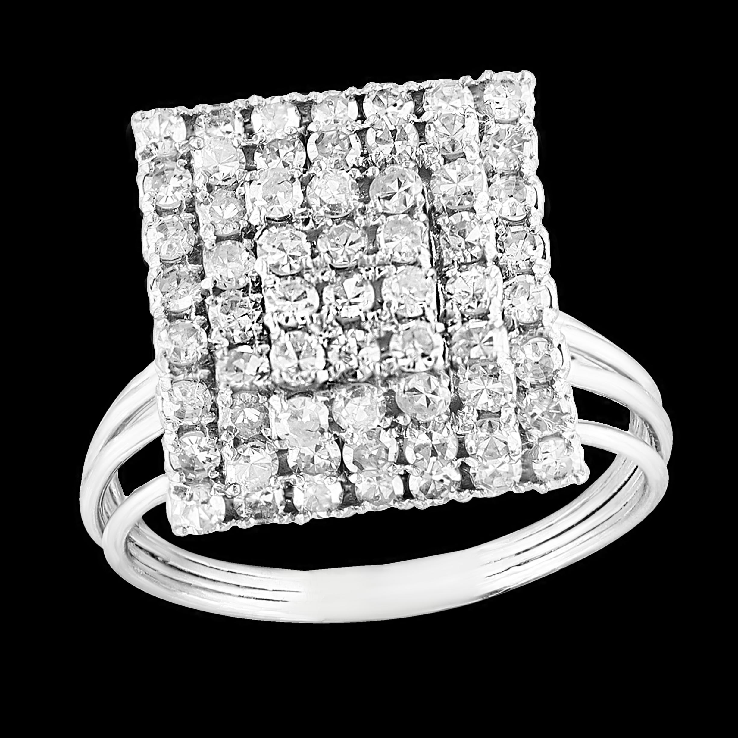 2.5 Carat Diamond Cluster Cocktail Ring 18 Karat White Gold 6.8 Grams Ring 7