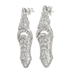 .25 Carat Diamond Gold Open Work Drop Earrings