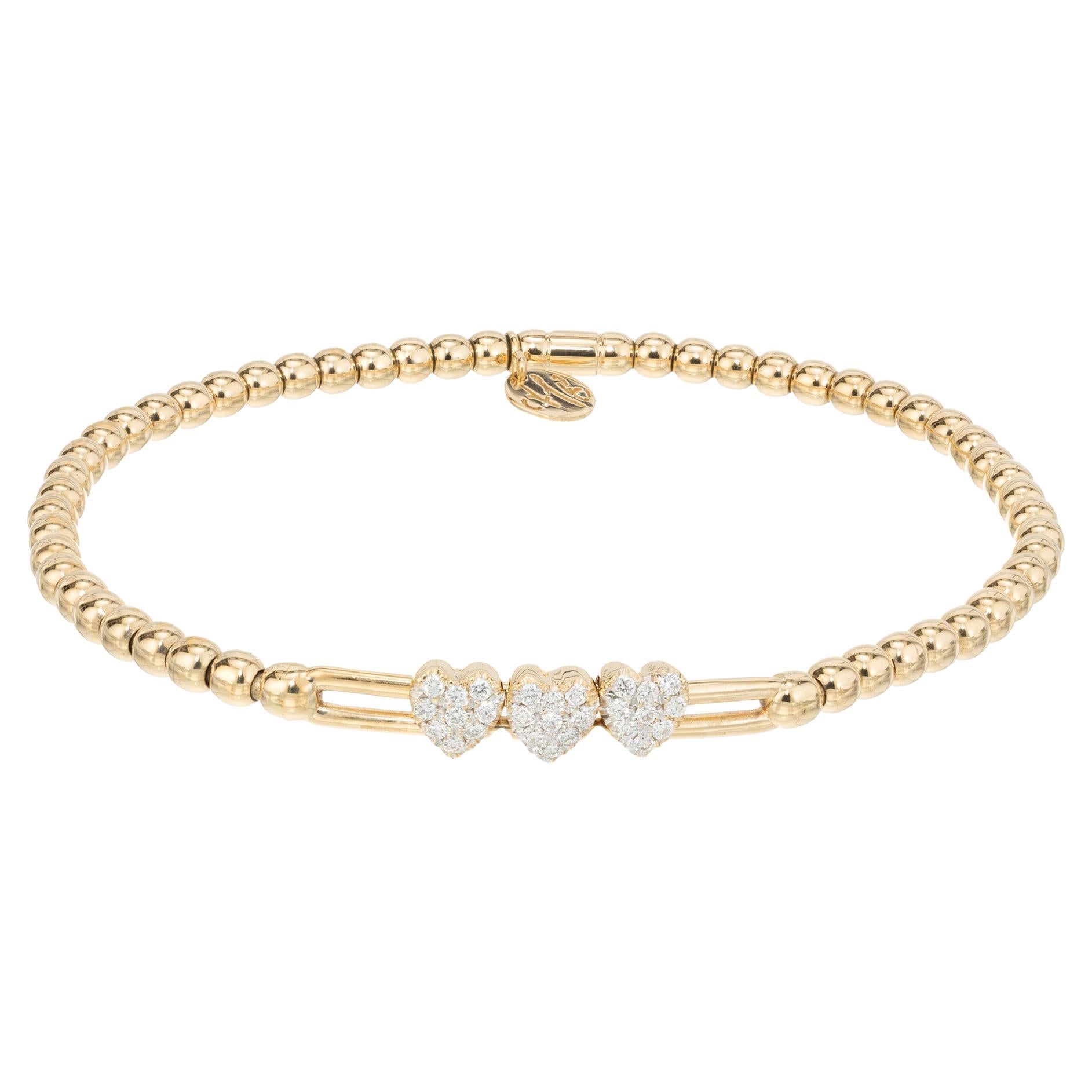 .25 Carat Diamond Heart Yellow Gold Stretch Bracelet 