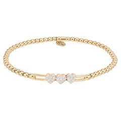 .25 Carat Diamond Heart Yellow Gold Stretch Bracelet 