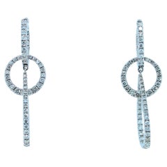 2.5 Carat Diamond Hoop 14 Karat White Gold Drop Dangle Circle Sphere Earrings