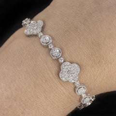 2.5 Carat Diamond Lariat Big Illusion 14K White Gold Clover Cluster Bracelet