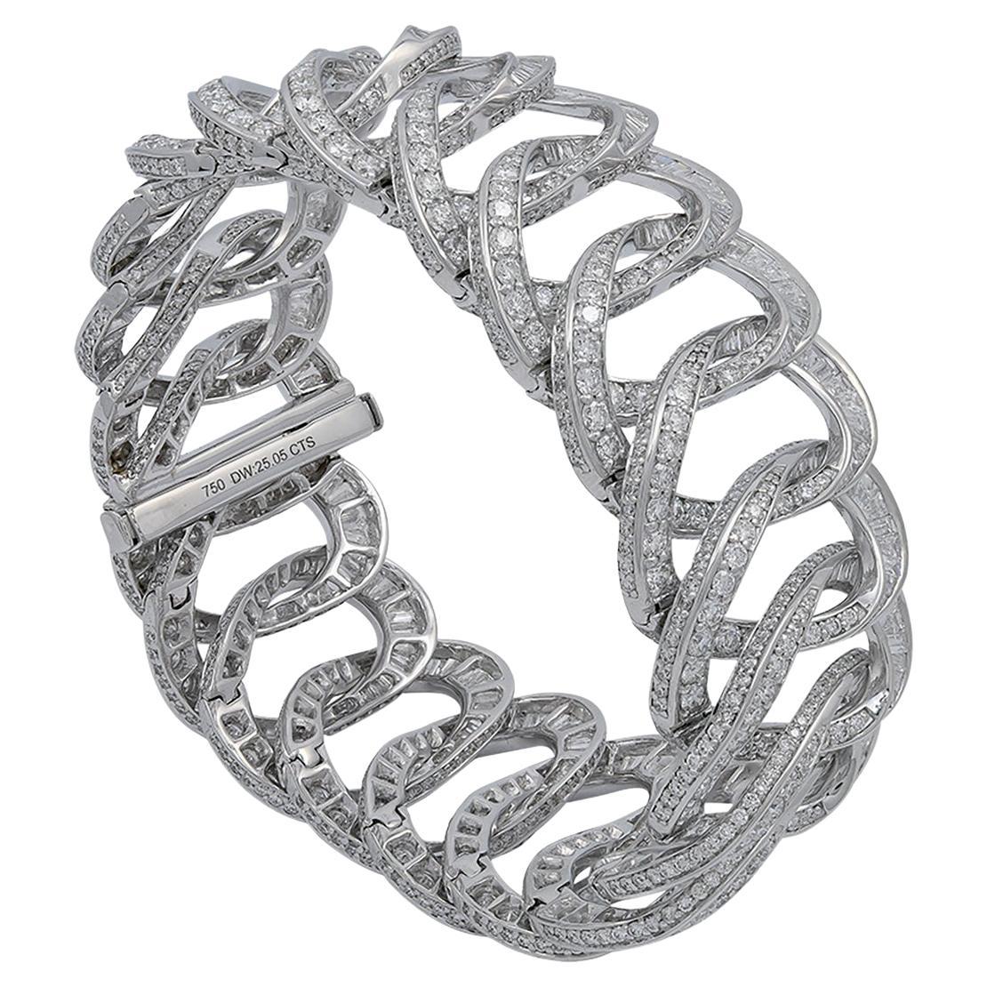 Spectra Fine Jewelry, 25 Carat Diamond Link Bracelet For Sale