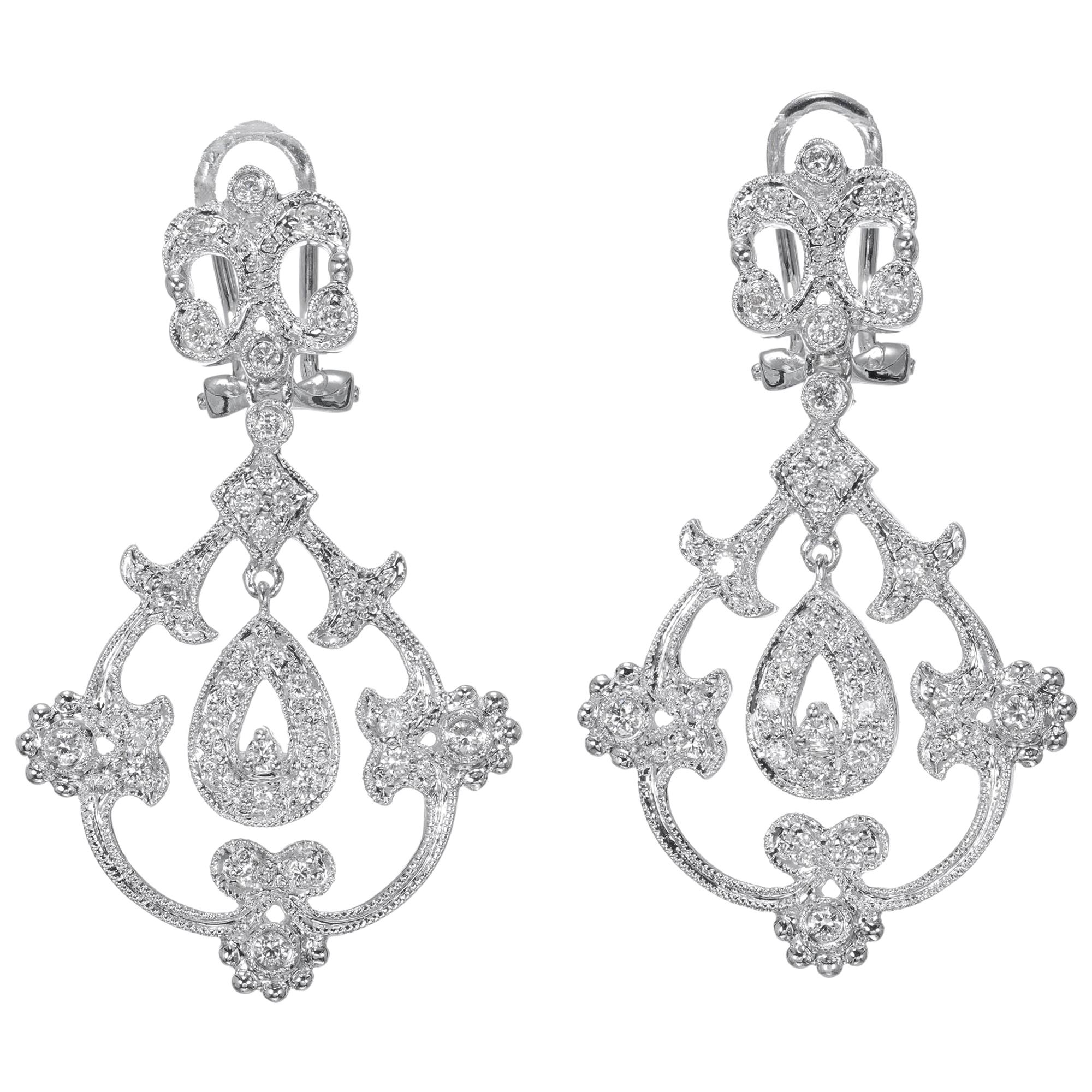 .25 Carat Diamond Open Work Dangle Earrings For Sale