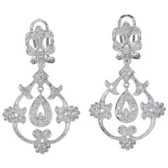 .25 Carat Diamond Open Work Dangle Earrings