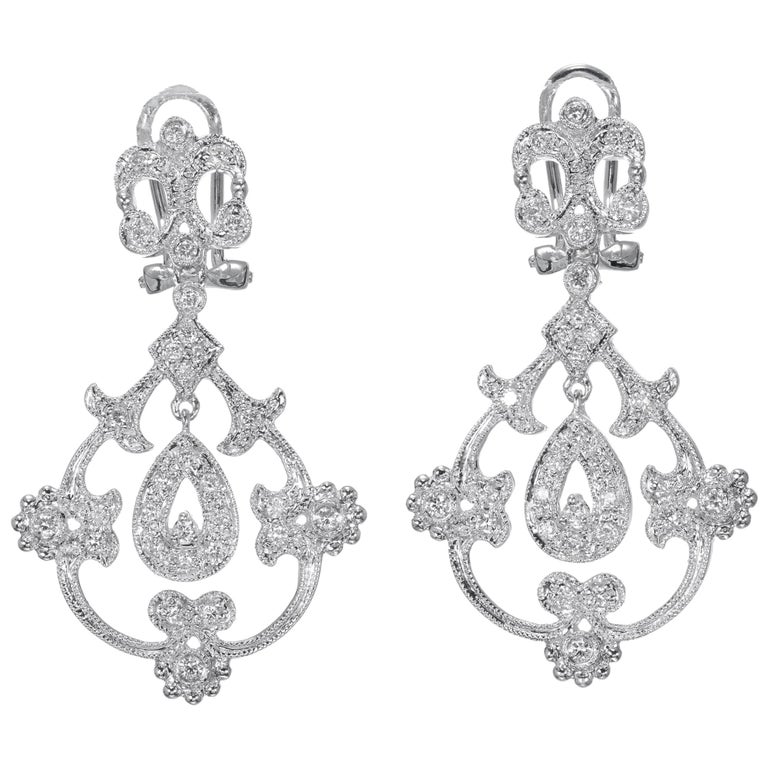 Louis Vuitton Diamond Stud White Gold Earrings at 1stDibs