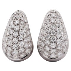 Orecchini a cerchio a clip in oro bianco 18 carati con pave di diamanti da 2,5 carati
