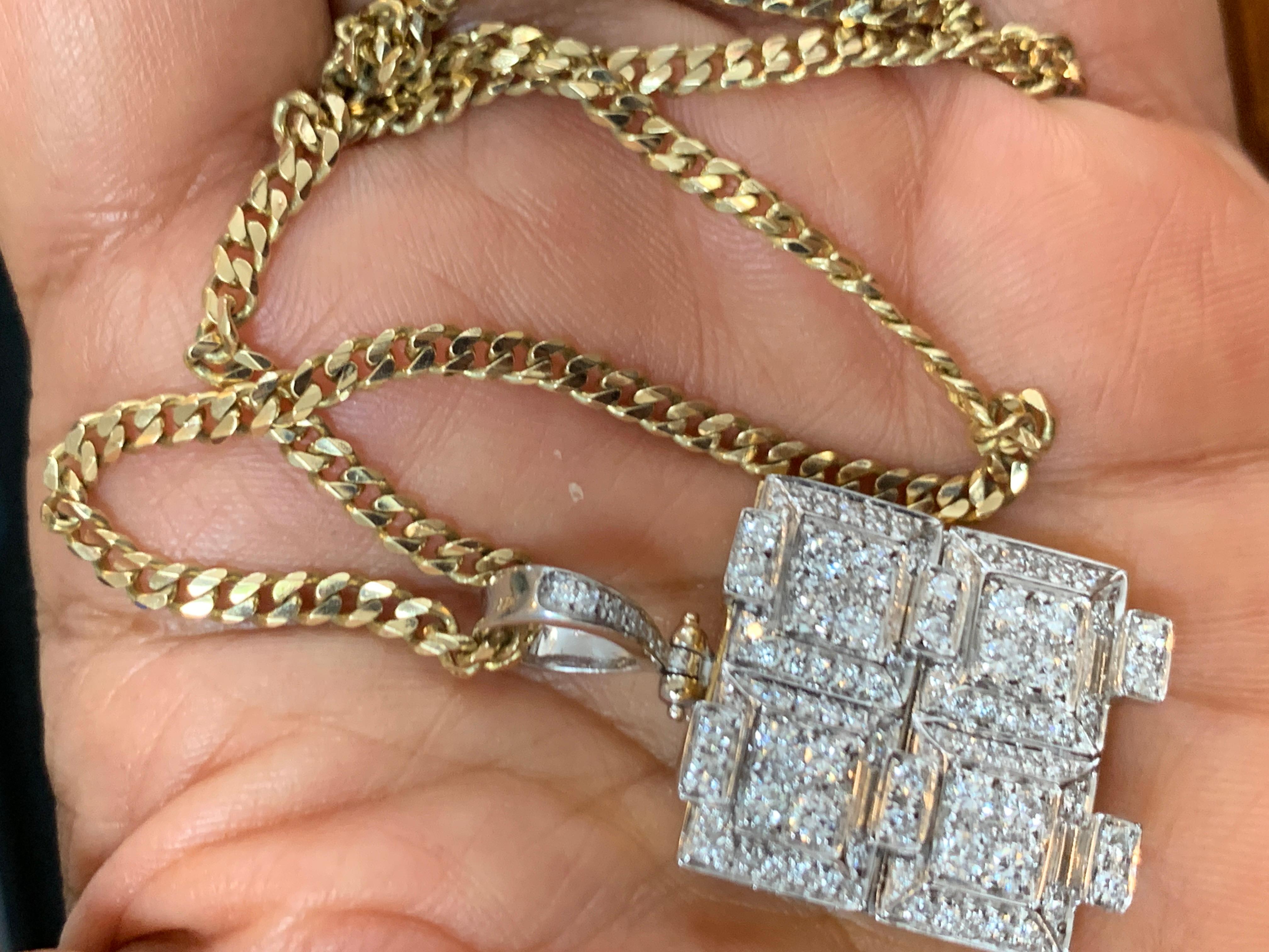 2.5 Carat Diamond Pendant/ Necklace 18 Karat Yellow Gold with Chain In Excellent Condition In New York, NY
