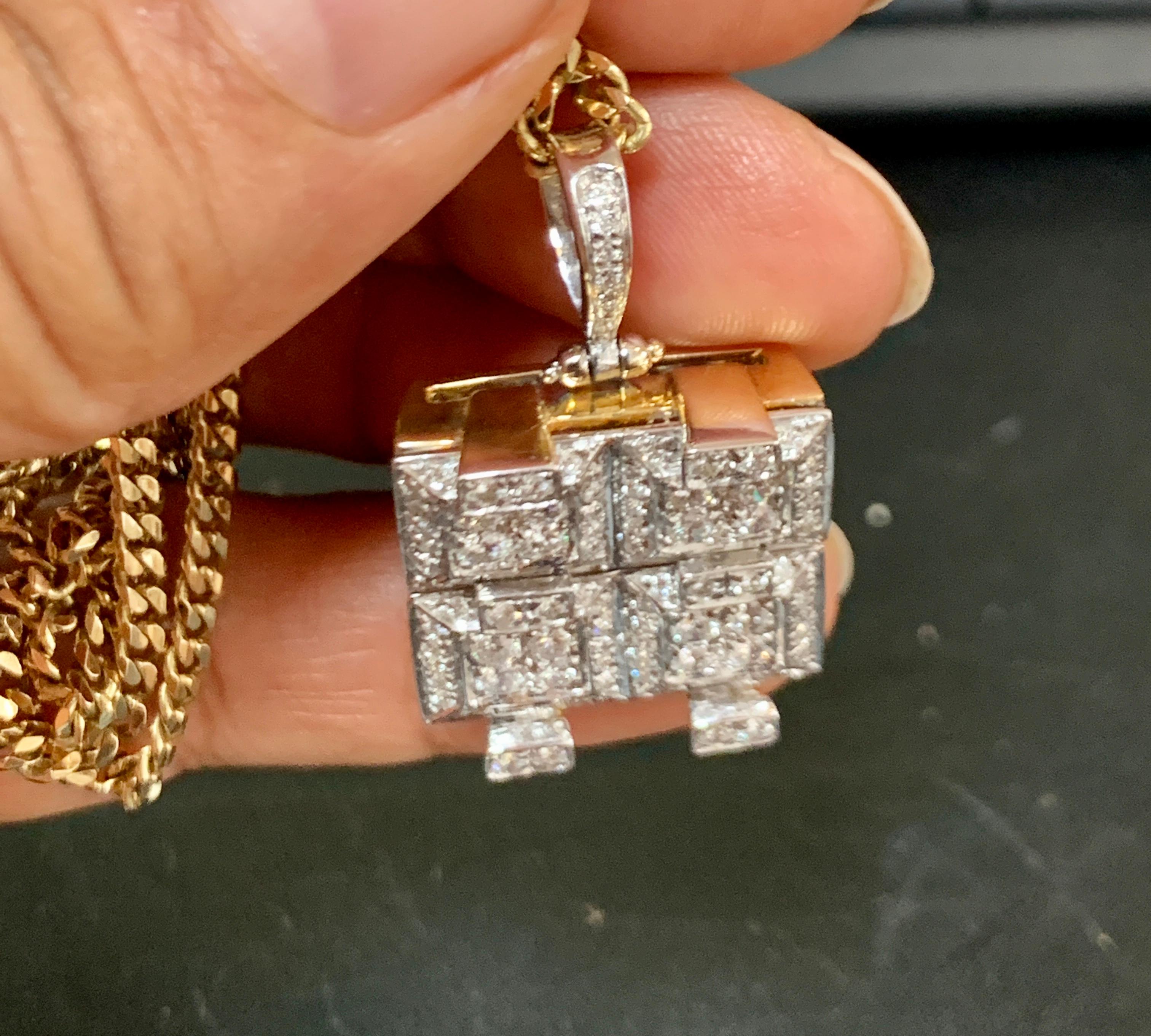 2.5 Carat Diamond Pendant/ Necklace 18 Karat Yellow Gold with Chain 2