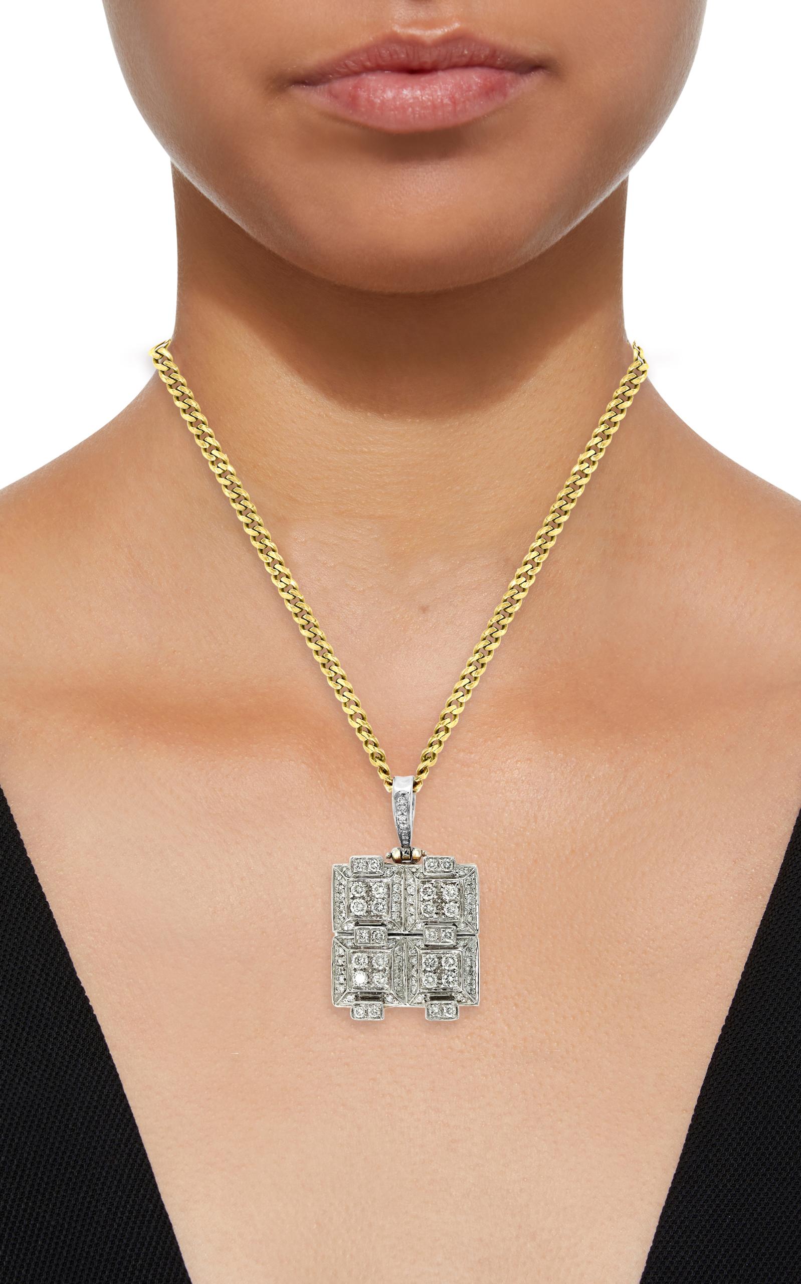 Women's 2.5 Carat Diamond Pendant/ Necklace 18 Karat Yellow Gold with Chain