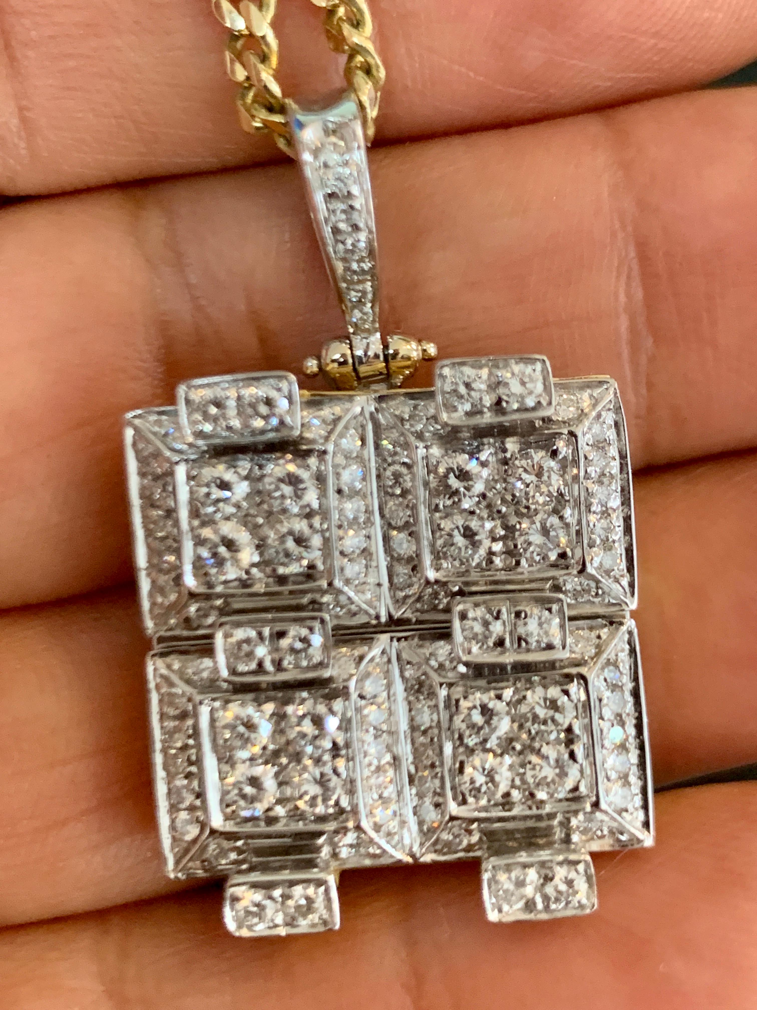 2.5 Carat Diamond Pendant/ Necklace 18 Karat Yellow Gold with Chain 4