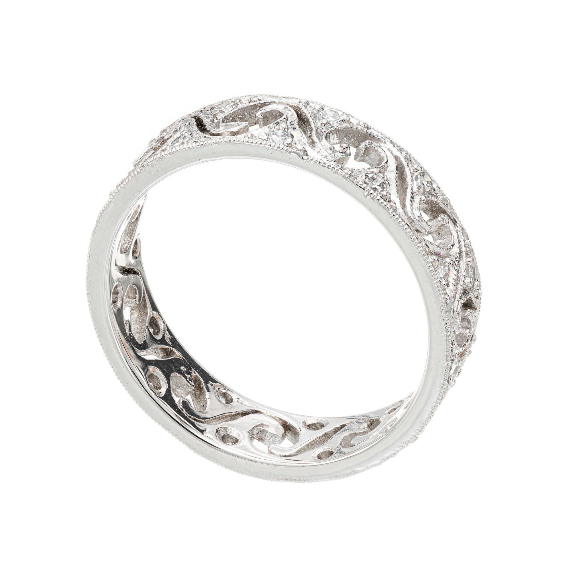 Round Cut .25 Carat Diamond Platinum 1940's Band Ring For Sale