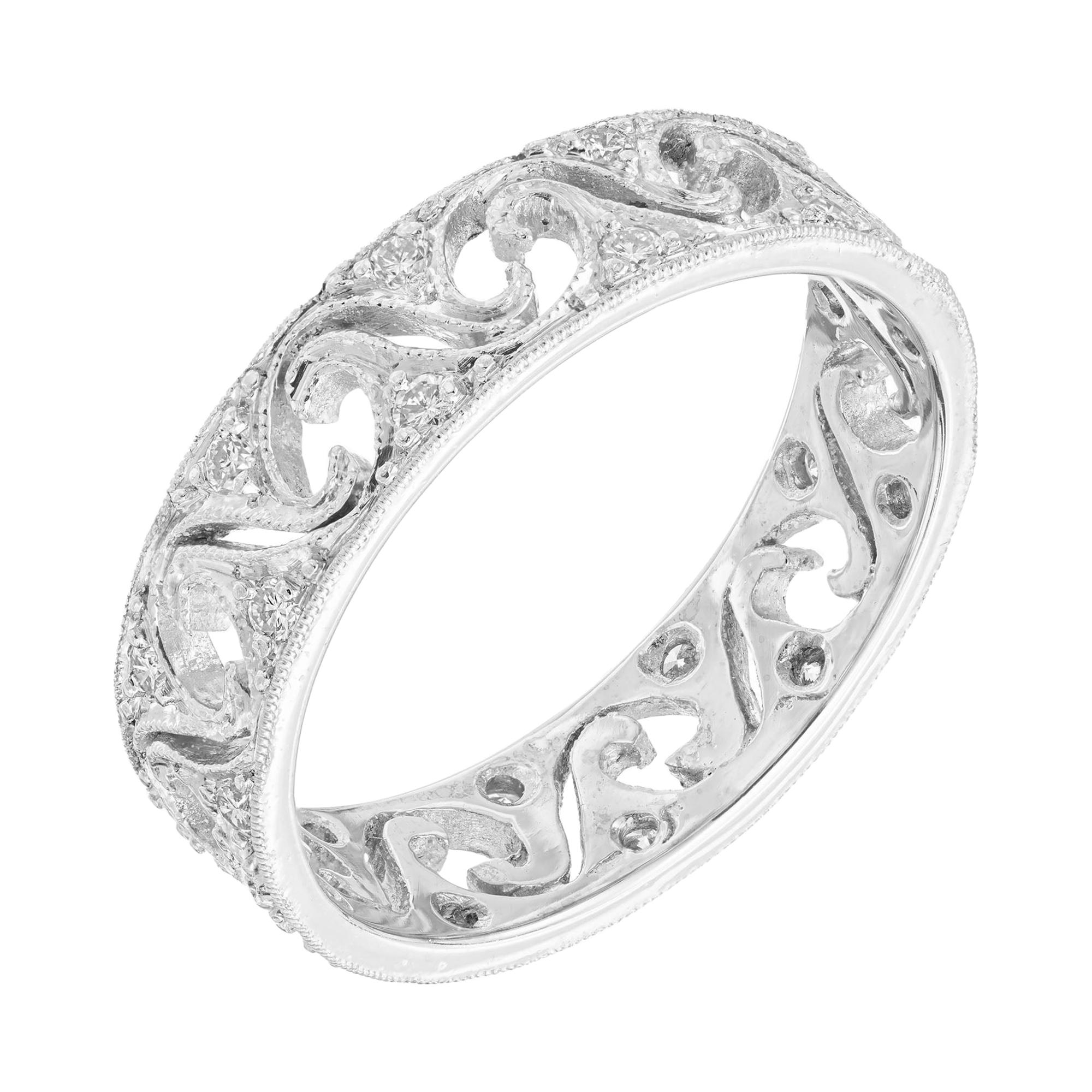 .25 Carat Diamond Platinum 1940's Band Ring For Sale