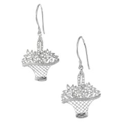.25 Carat Diamond Platinum Basket Dangle Earrings