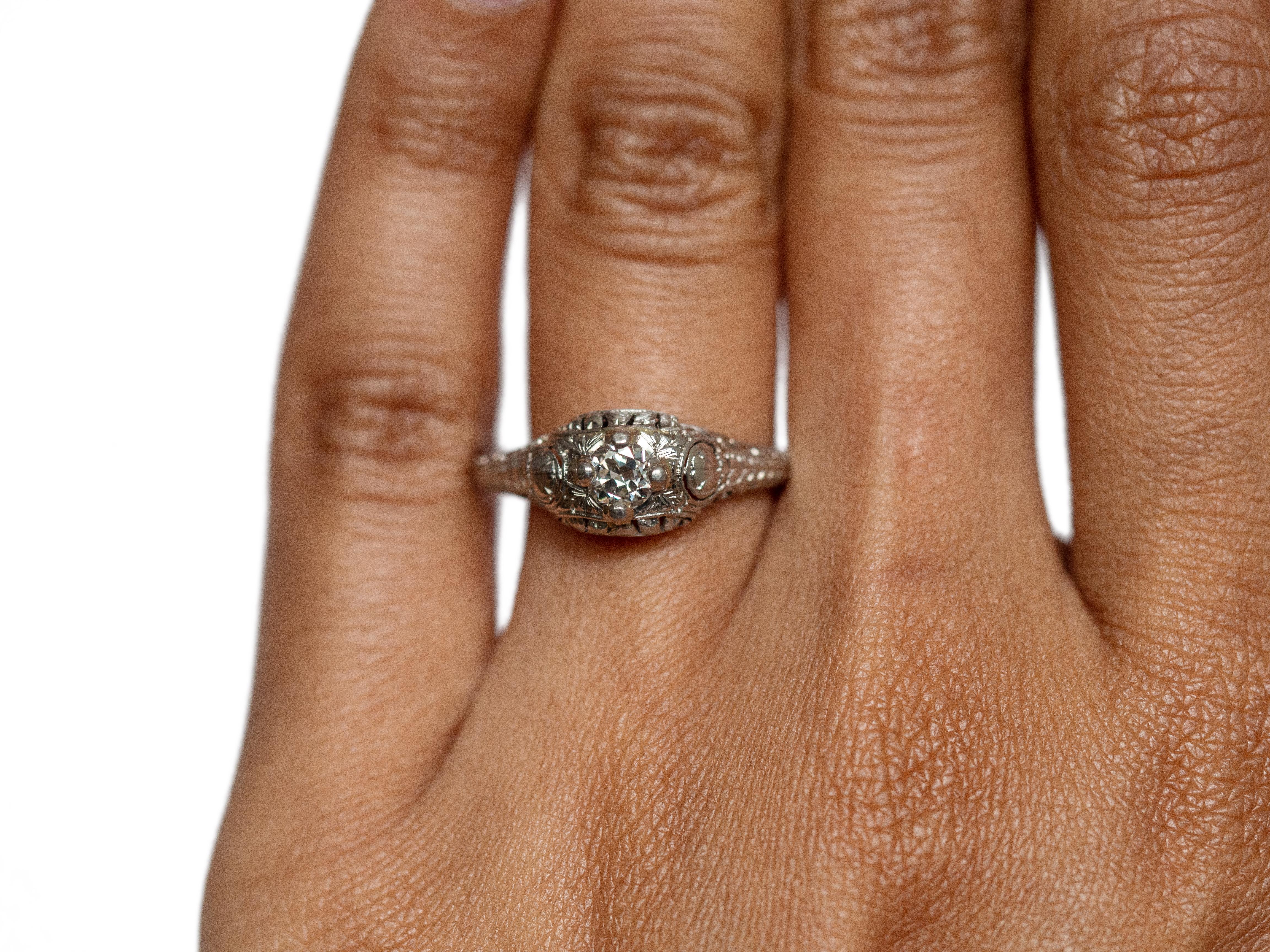 Art Deco .25 Carat Diamond Platinum Engagement Ring For Sale