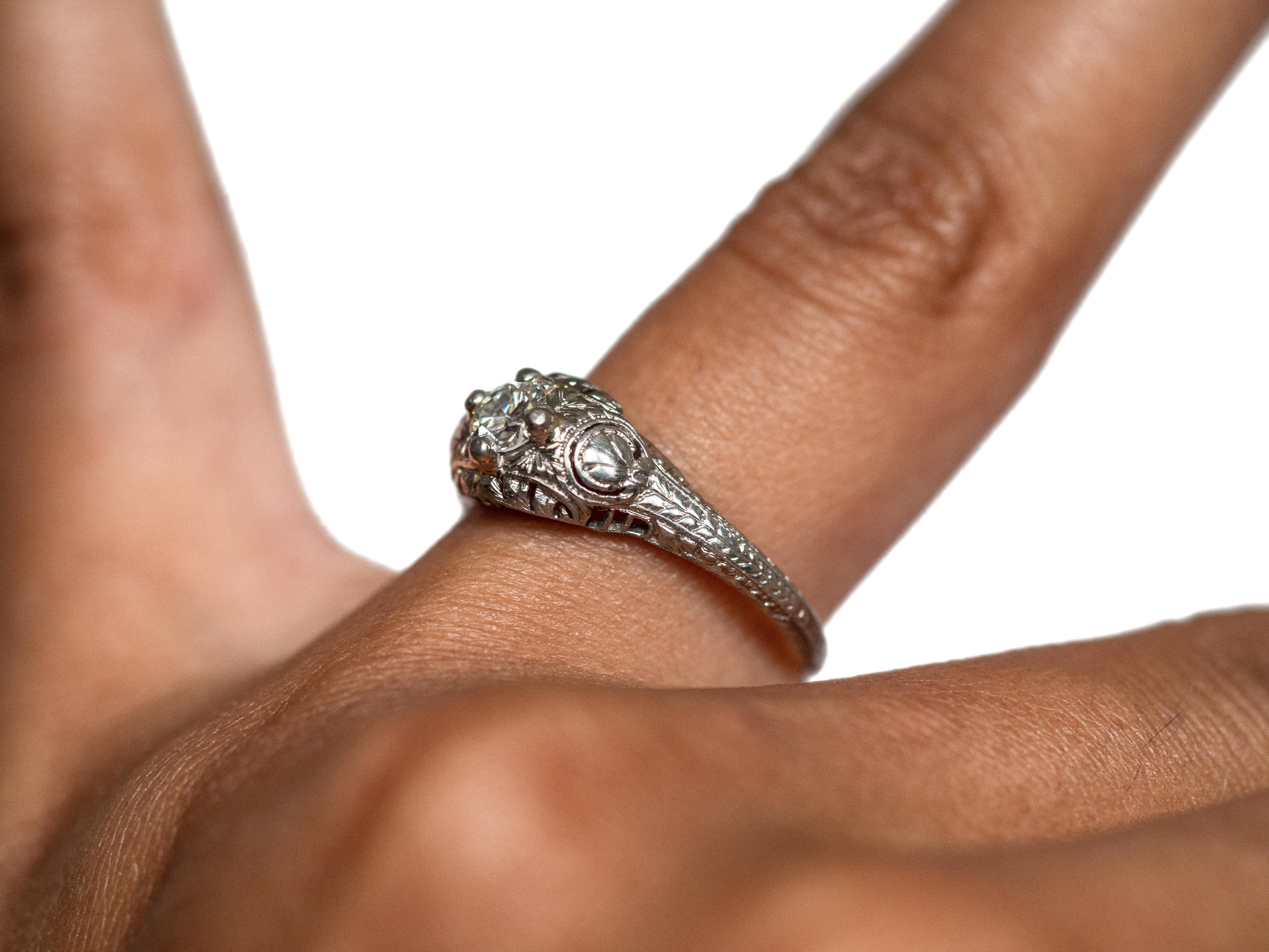 Old European Cut .25 Carat Diamond Platinum Engagement Ring For Sale