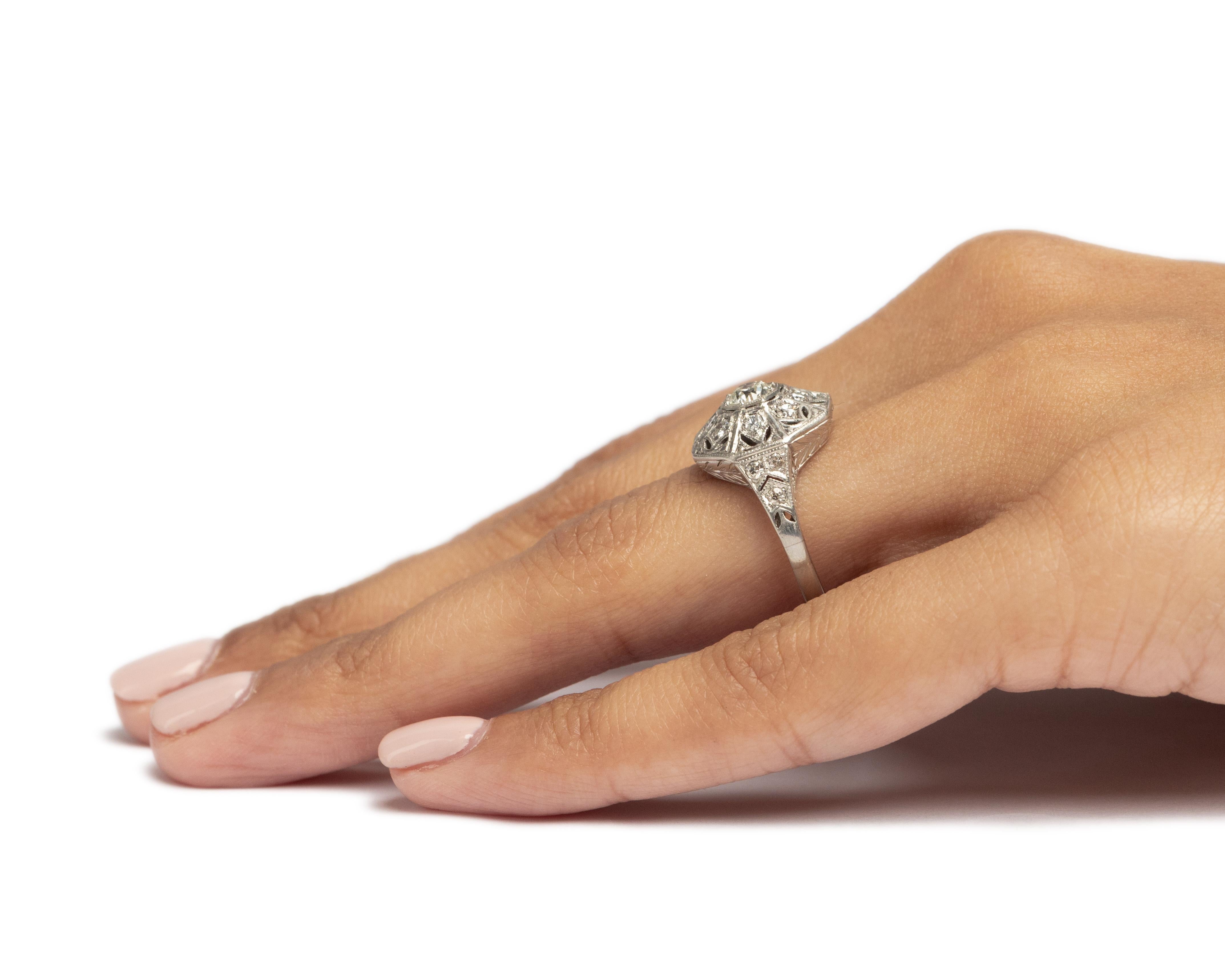 Old European Cut .25 Carat Diamond Platinum Engagement Ring