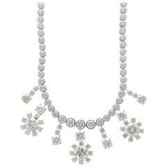 25 Karat Diamant-Halskette mit rundem Brillantschliff aus 18 Karat Weißgold, GIA-zertifiziert
