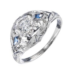 .25 Carat Diamond Sapphire White Gold Dome Engagement Ring
