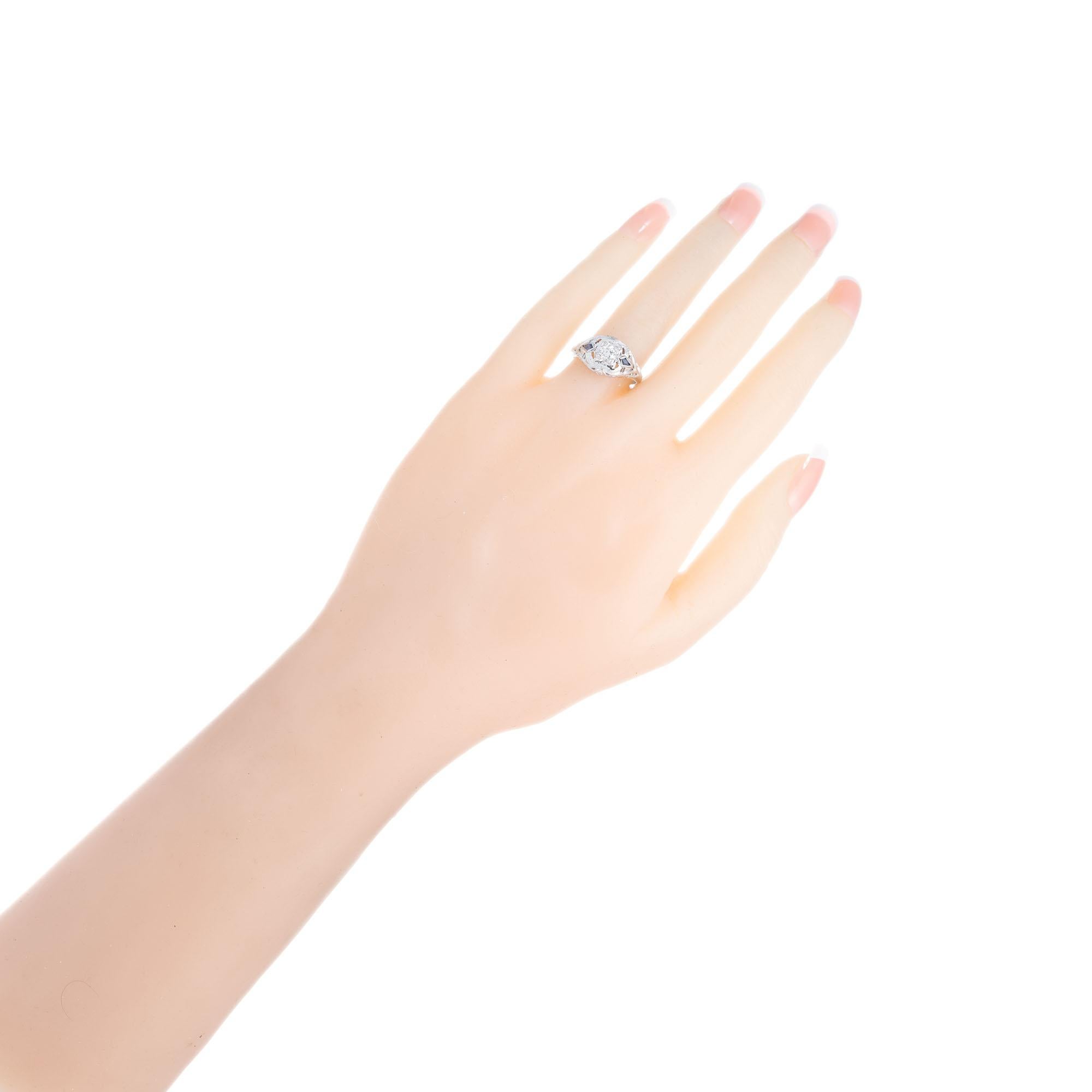 1,25 Karat Diamant Saphir Weißgold Kuppel-Verlobungsring im Angebot 2
