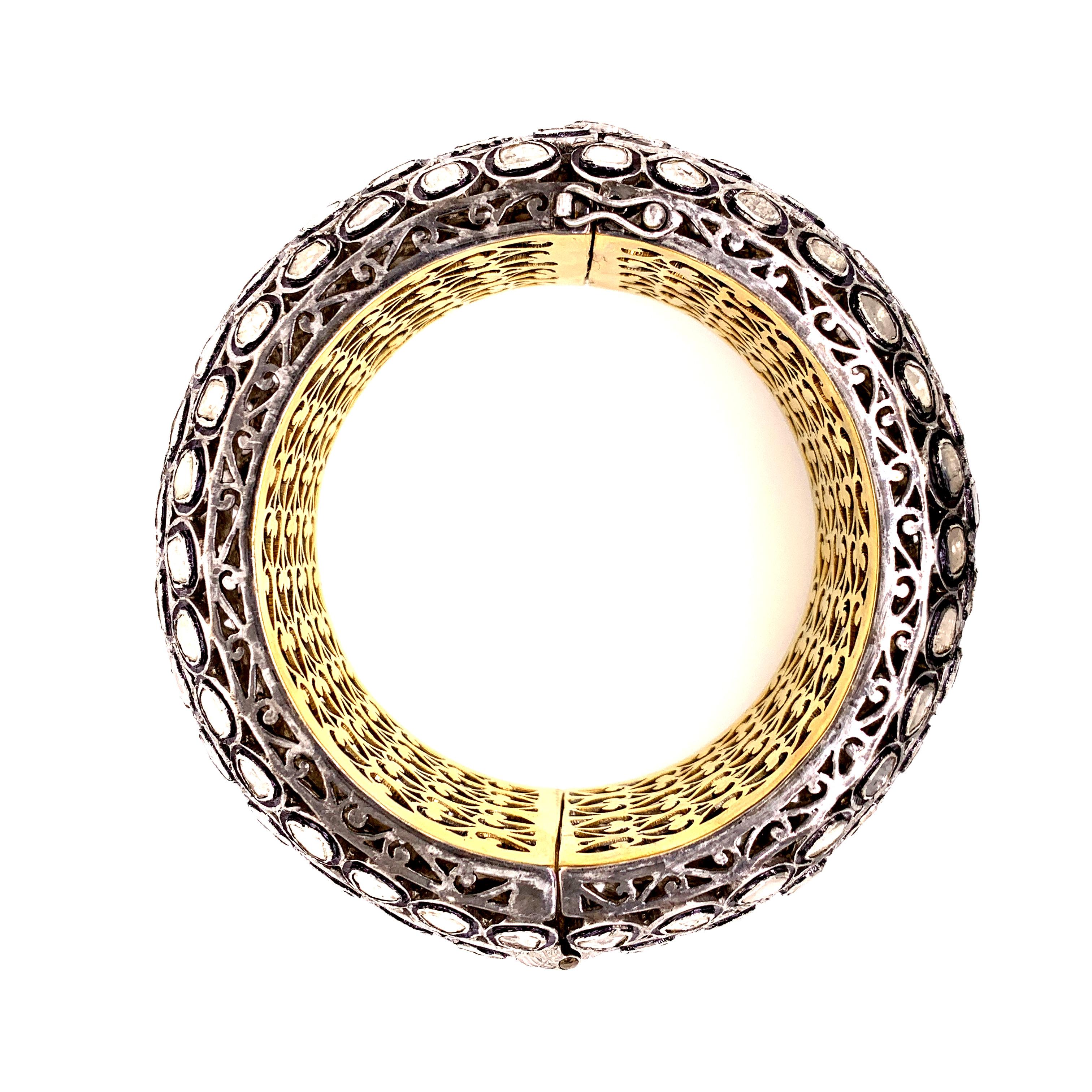 Maharaja 25 Karat Diamant-Silber-Gold-Armreif (Zeitgenössisch) im Angebot
