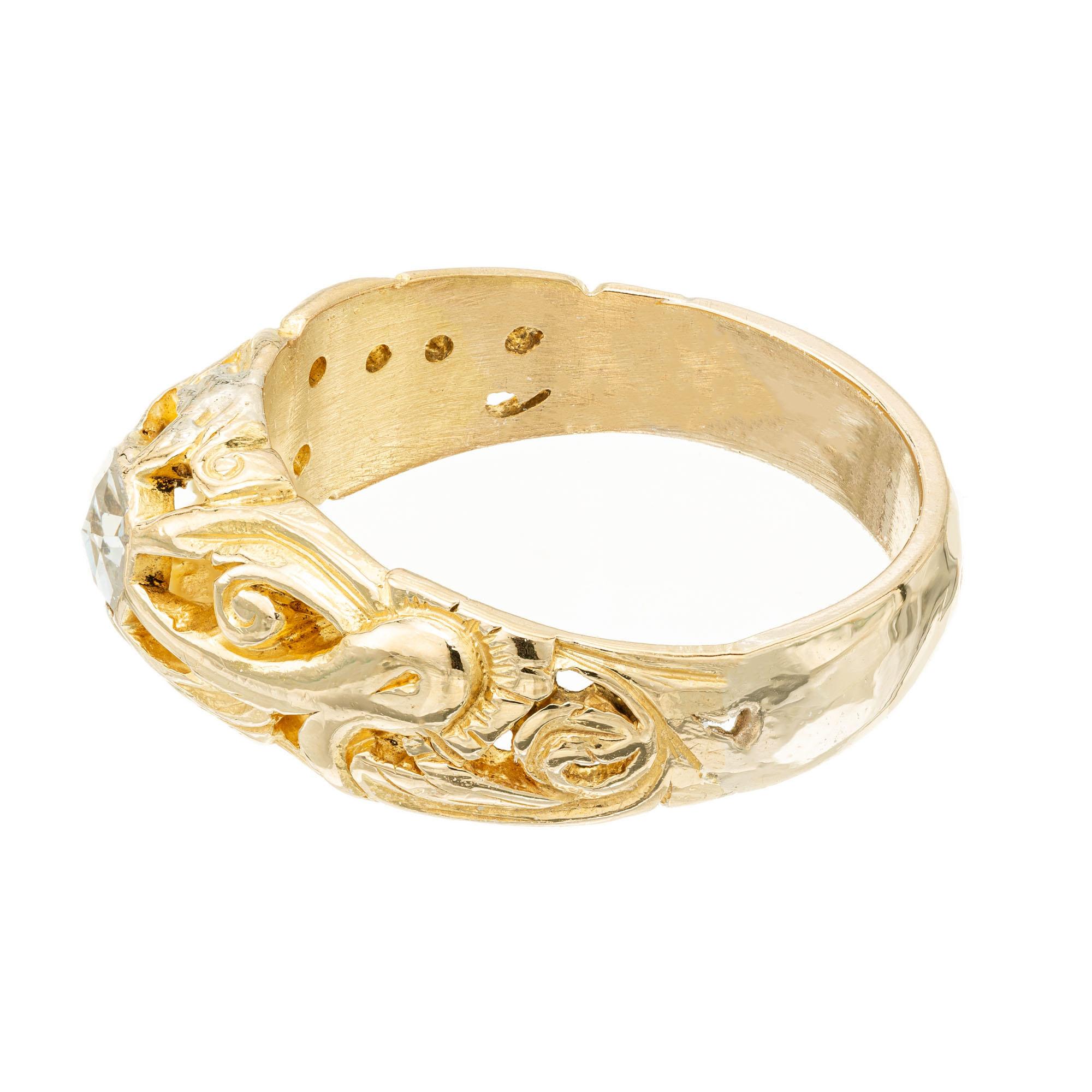 .25 Karat Diamant Gelbgold Jugendstil Verlobungsring im Zustand „Gut“ im Angebot in Stamford, CT