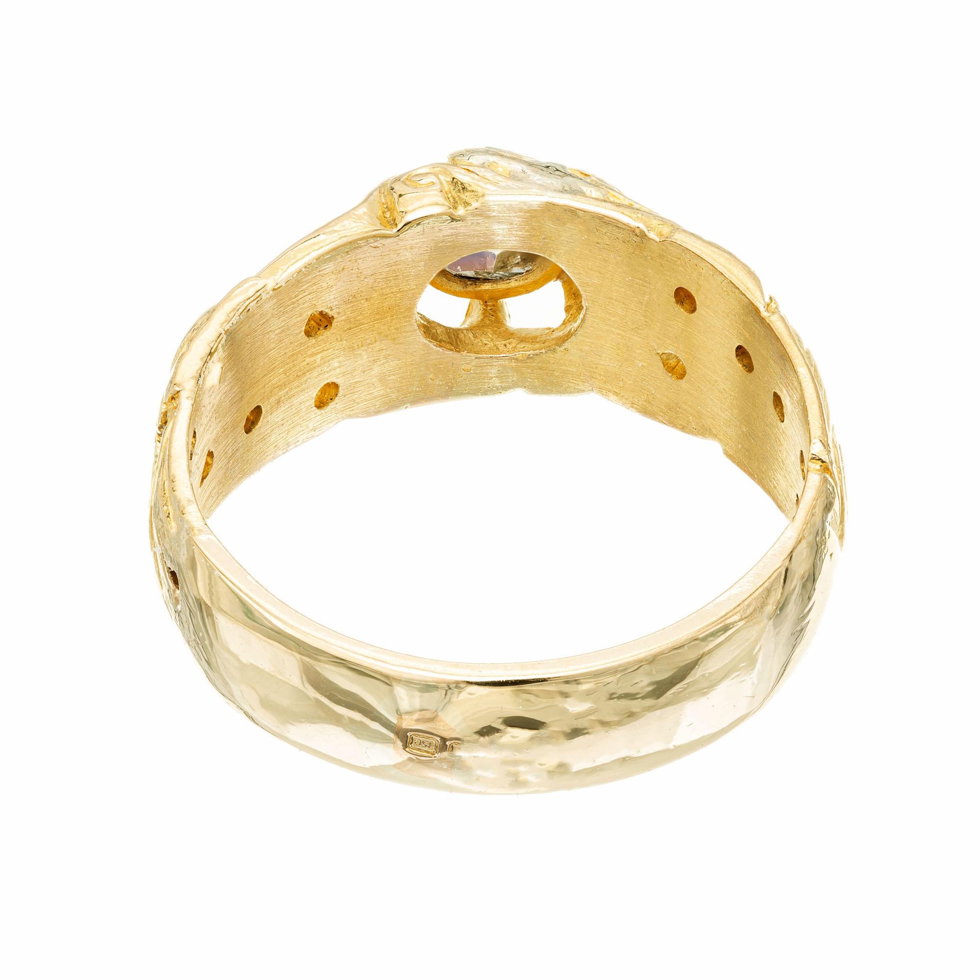 Women's .25 Carat Diamond Yellow Gold Art Nouveau Engagement Ring For Sale