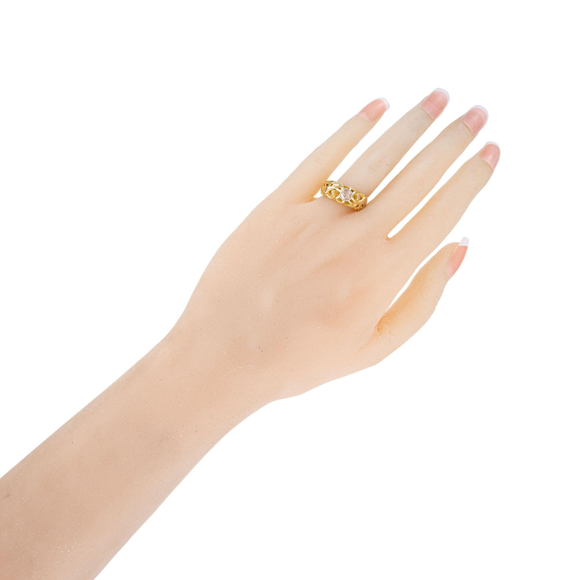 .25 Carat Diamond Yellow Gold Art Nouveau Engagement Ring For Sale 2