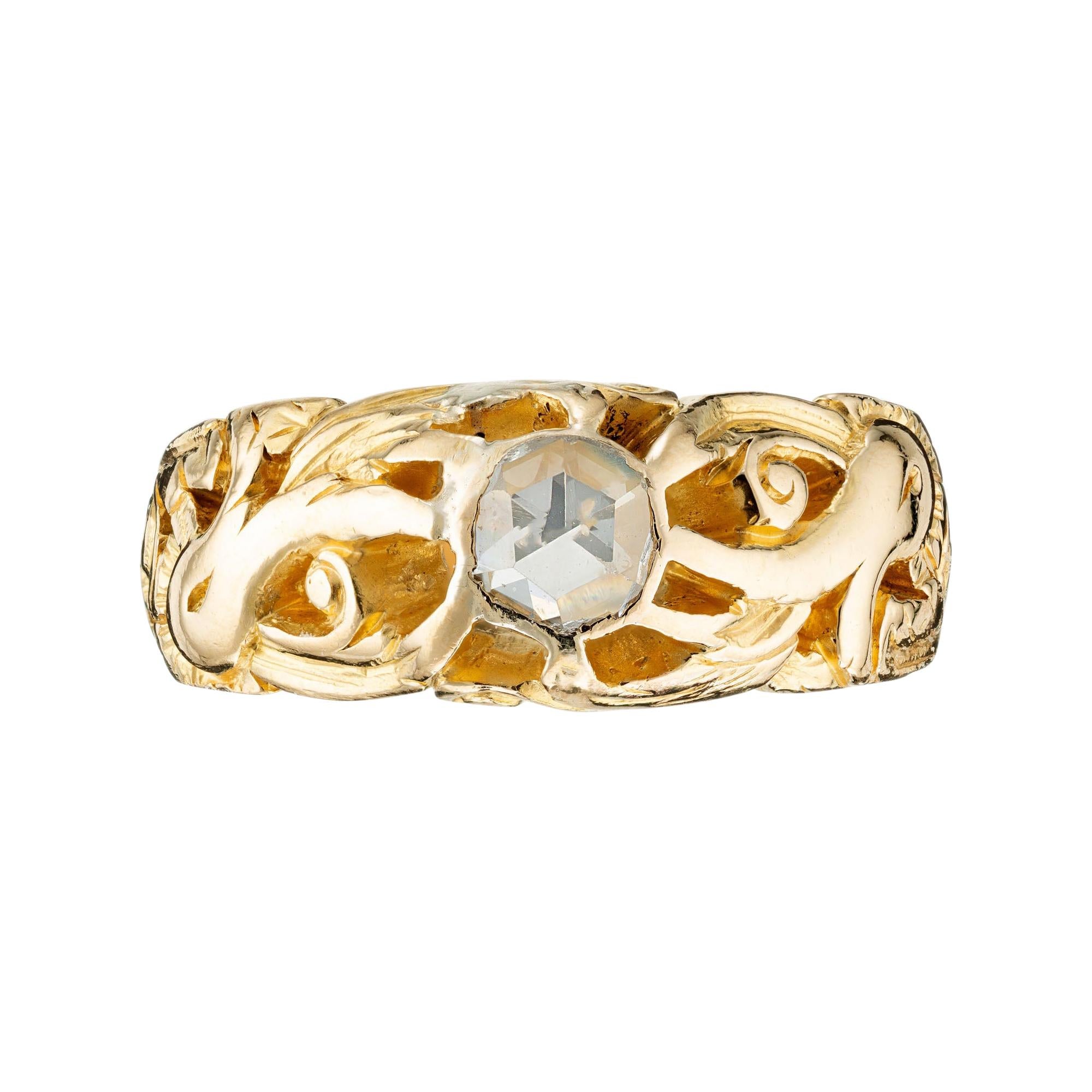 .25 Carat Diamond Yellow Gold Art Nouveau Engagement Ring