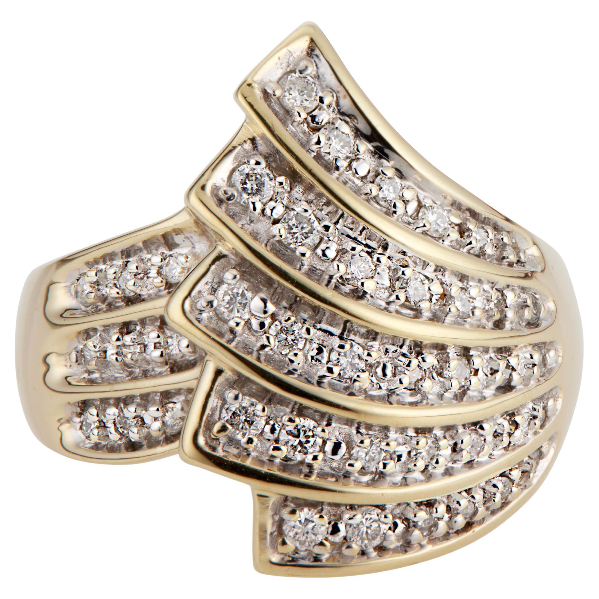 .25 Carat Diamond Yellow Gold Spray Cocktail Ring For Sale