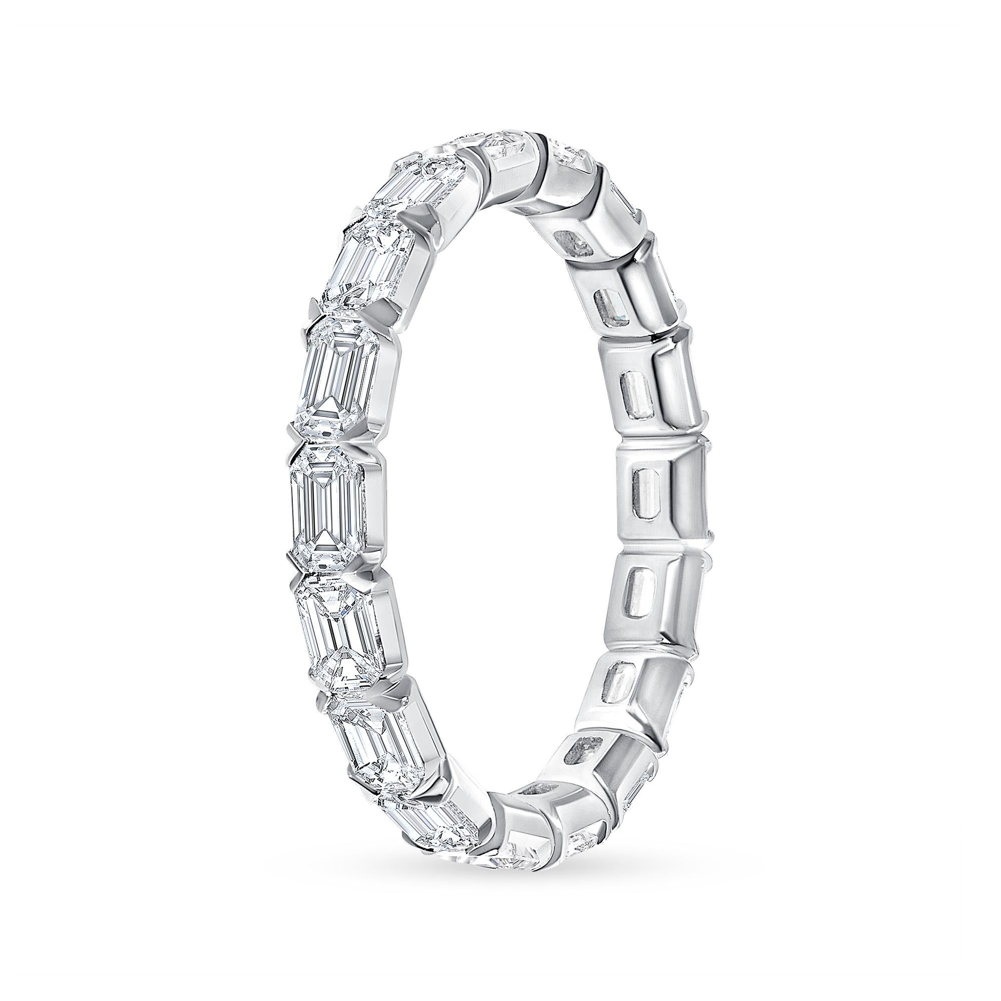 For Sale:  2.5 Carat East-West Diamond Eternity Band, Real Diamond Ring, 18k White Gold 3