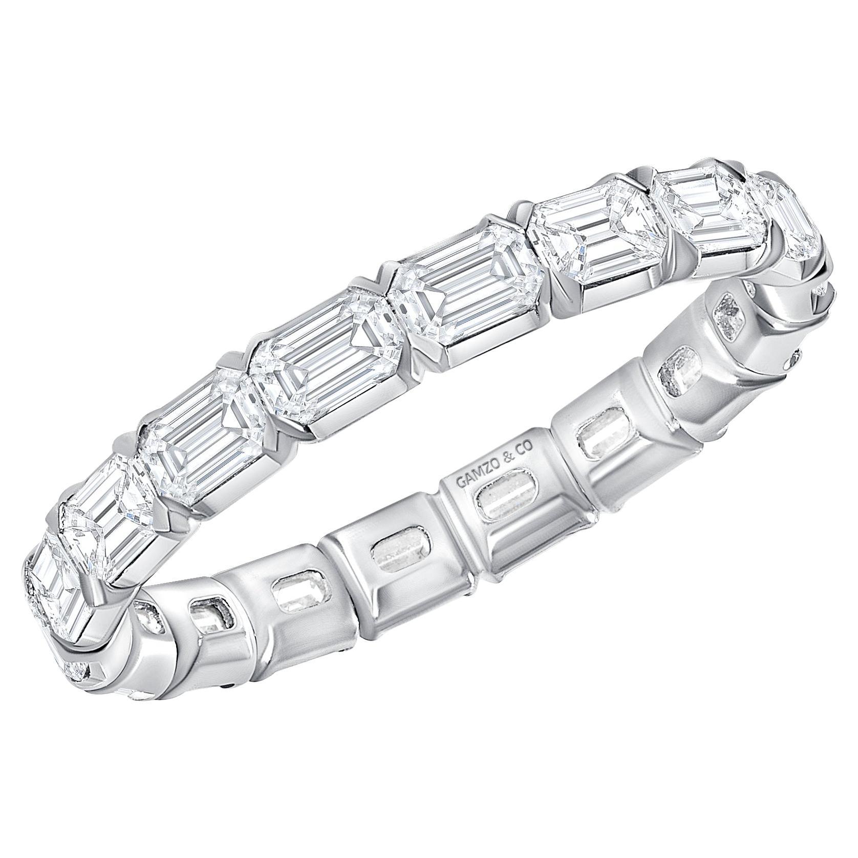 For Sale:  2.5 Carat East-West Diamond Eternity Band, Real Diamond Ring, 18k White Gold