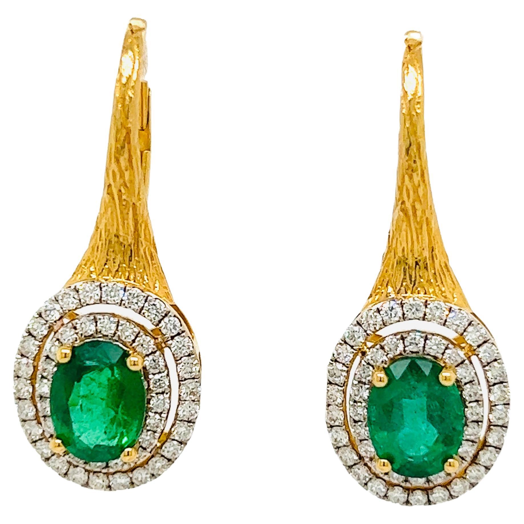 2.5 Carat Emerald and Diamond Earrings 