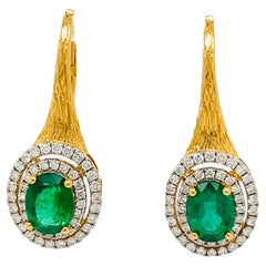 2.5 Carat Emerald and Diamond Earrings 