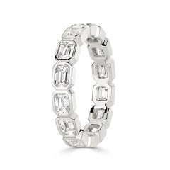 2.5 Carat Emerald Band 18K White Gold Everyday Royalty Heirloom