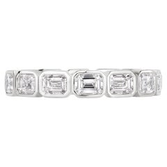 2.5 Carat Emerald Band 18K White Gold Everyday Royalty Heirloom
